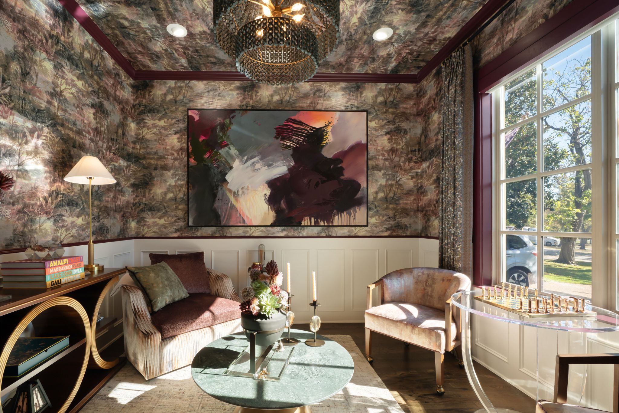 Luxury wallcovering detail at 9319 East Lake Highlands, Peninsula, Dallas